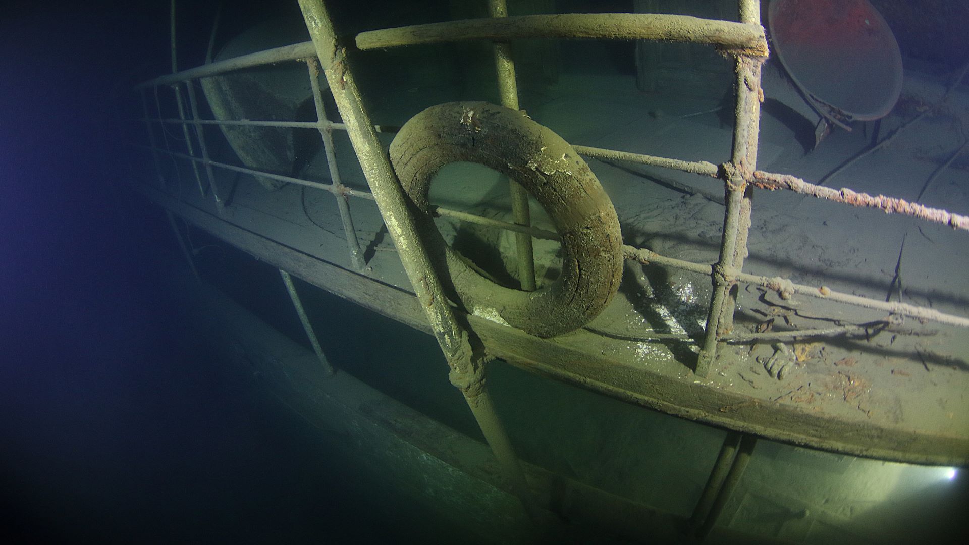 Dark Great Lakes wreck scene